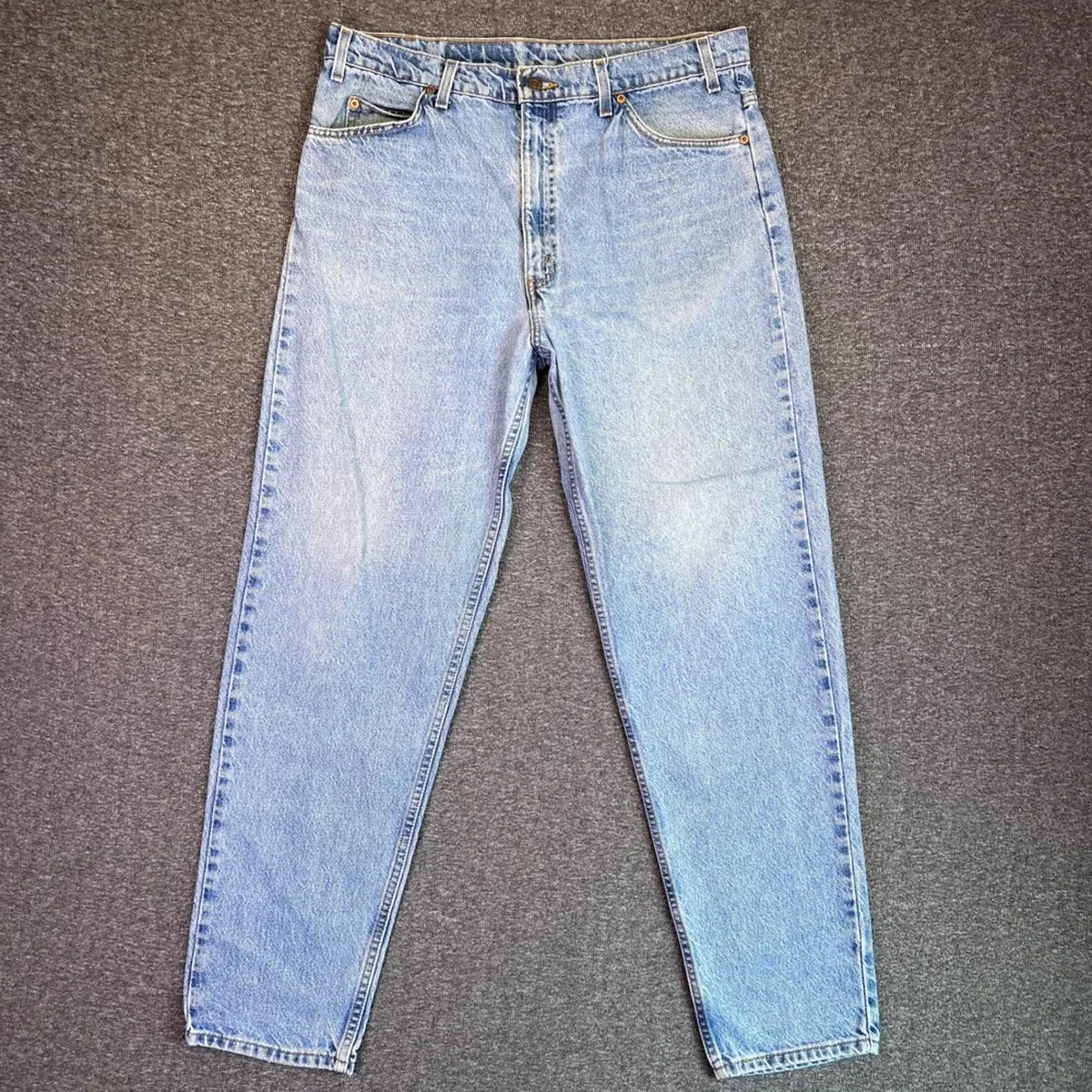 VTG 90s Levis 550 Jeans Mens 38x32 Light Wash Orange Tab Tapered Relaxed Grunge